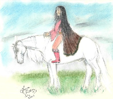 Girl on White Horse by Laura Felton